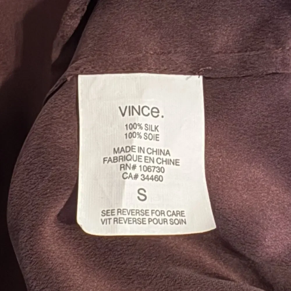 Vince 100% Silk Long Sleeve Maroon Shirt Mini Career Dress Sz Small Office Wear